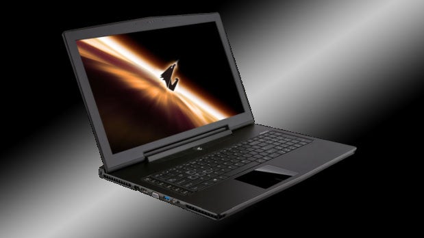 Gigabyte Aorus X7 v2 gaming laptop with logo on screen