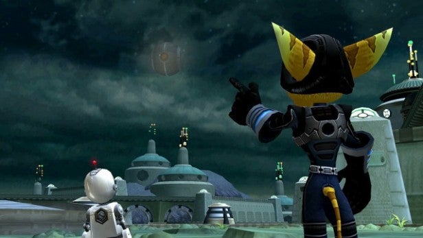 Screenshot of Ratchet and Clank in-game cutscene.