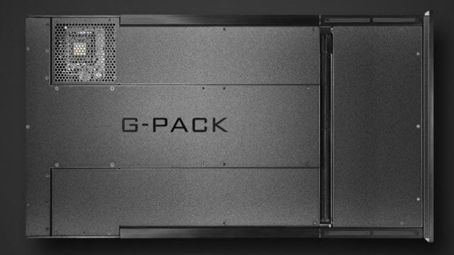 PiixL G-Pack slim gaming PC case on a dark background.