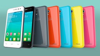 Alcatel One Touch Pop S3 smartphones in various colors.