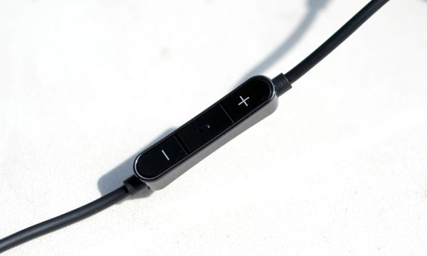 Samsung Level On headphones inline remote control close-up.