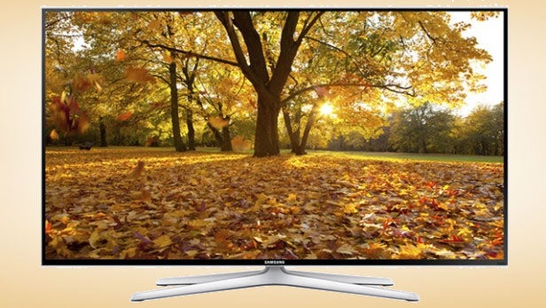 Samsung UE48H6400 TV displaying a vibrant autumn scene.