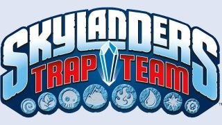 Skylanders Trap Team logo with elemental symbols.