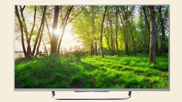Sony KDL-32W706B television displaying a vibrant forest scene