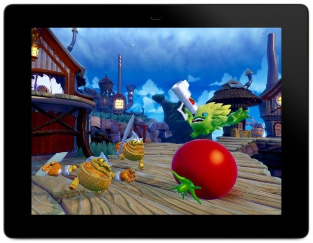 Skylanders: Trap Team gameplay on a tablet screen.