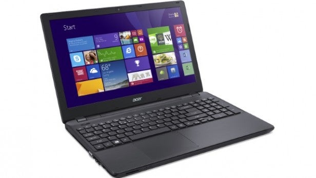 Acer Aspire E5-551 laptop with Windows start screen display.
