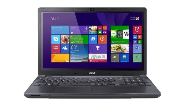 Acer Aspire E5-551 laptop with Windows 8 Start screen.