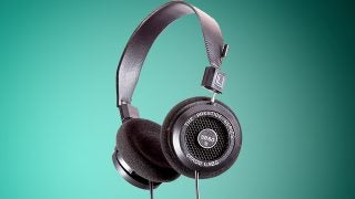 Grado SR60e Prestige Series headphones on teal background