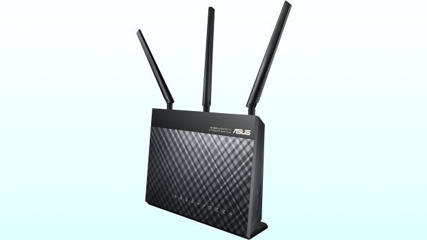 Asus DSL-AC68U dual-band wireless router with three antennas.