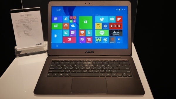 Asus ZenBook X305 laptop on display with screen on.