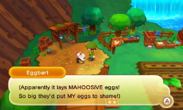 Screenshot of Fantasy Life game dialogue with character Eggbert.