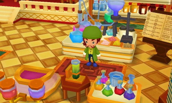 Screenshot of Fantasy Life gameplay with character in potion shop.