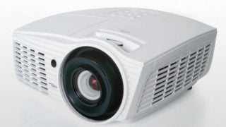 Optoma HD50 home theater projector on white background.
