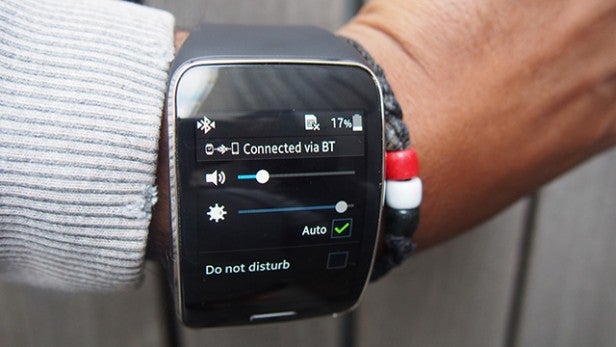 Smartwatch on wrist displaying battery life at 17%.
