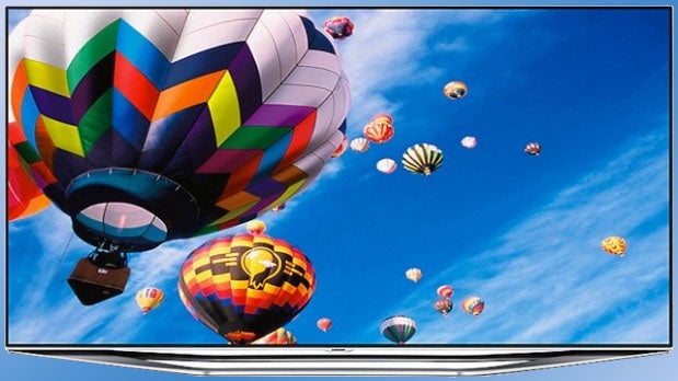 Samsung UE40H7000 TV displaying vibrant hot air balloon image.