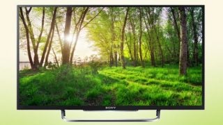 Sony KDL-55W829 television displaying vibrant forest scene.