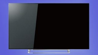 Toshiba U Series UHD TV on a blue background.