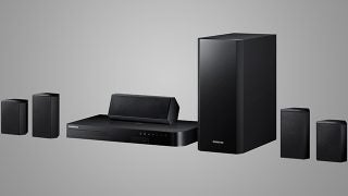 Samsung HT-H5500 home theater system on a gray background.