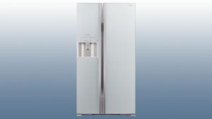 Hitachi R-S700GP2 side-by-side refrigerator with water dispenser.