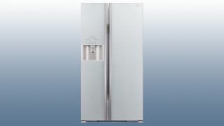 Hitachi R-S700GP2 side-by-side refrigerator with water dispenser.