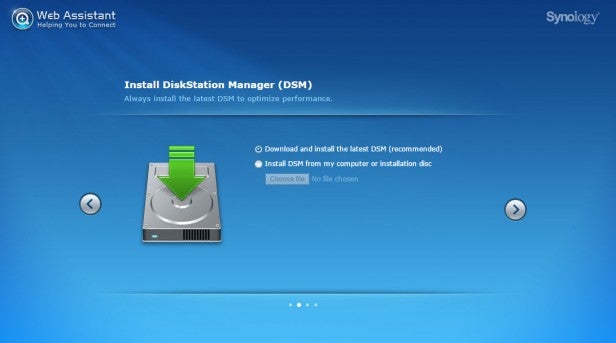 Synology DiskStation Manager installation screen.