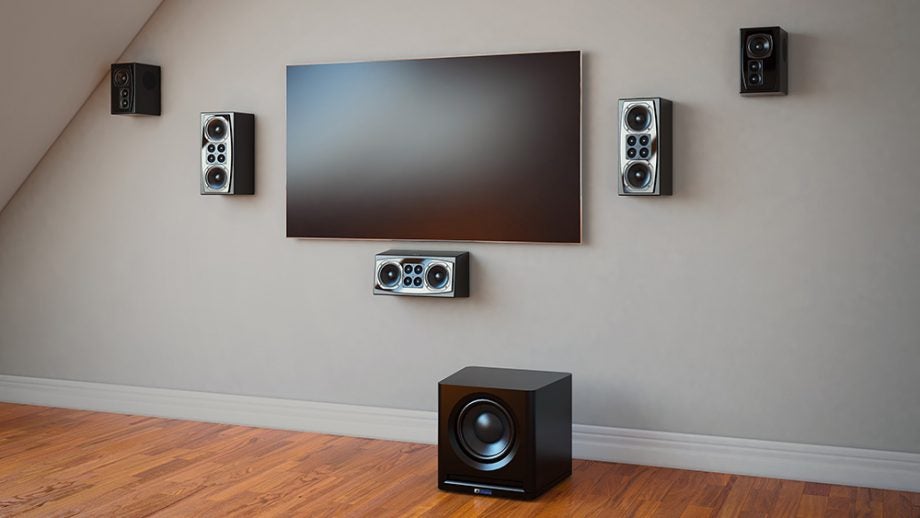 XTZ Cinema Series speakers and subwoofer in living room.