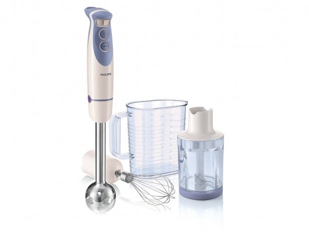 Philips Viva Collection HR1617 hand blender with accessories.