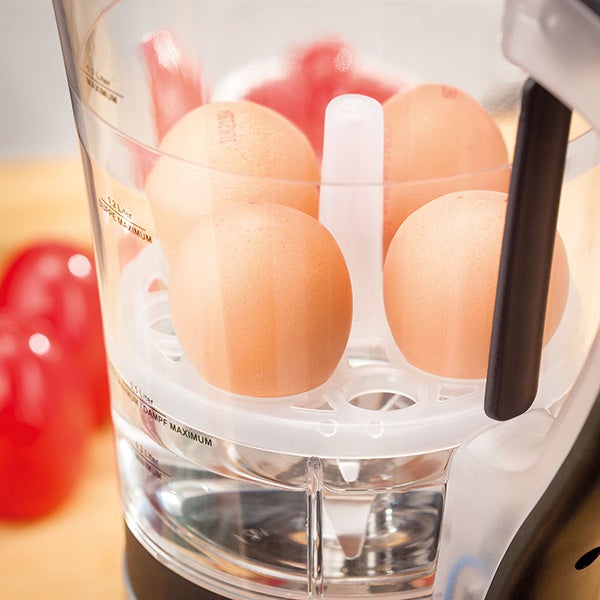 Eggs in an electric soup maker with clear container
