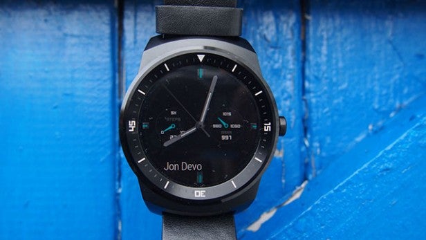 Android wear smartwatch displaying time and fitness data
