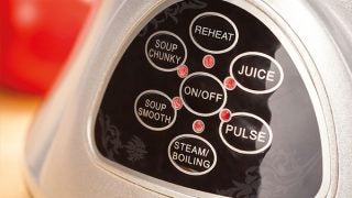 Control panel of Judge Electrical Soup Maker showing various function buttons.