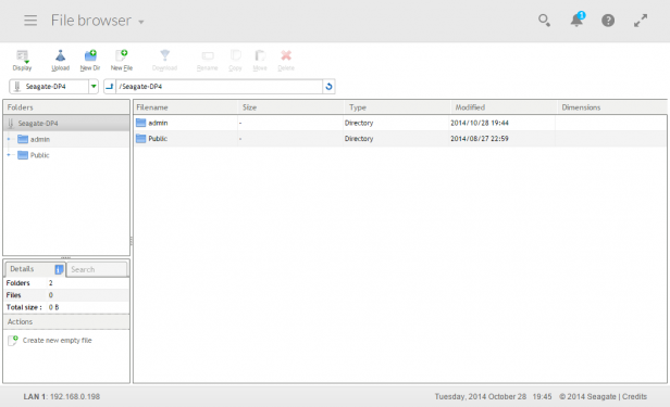 Screenshot of Seagate NAS Pro 4-Bay file browser interface