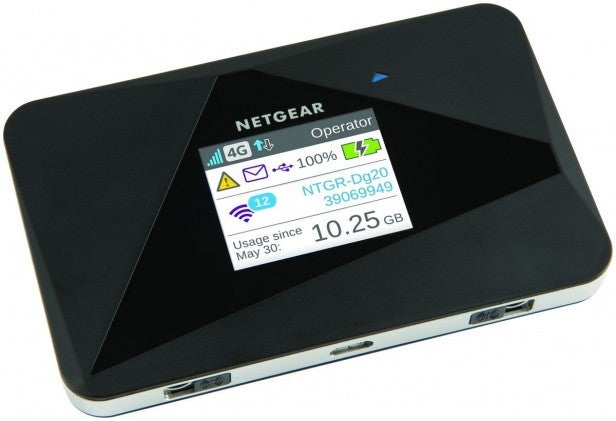 Netgear AirCard 785 Mobile Hotspot showing data usage on screen.