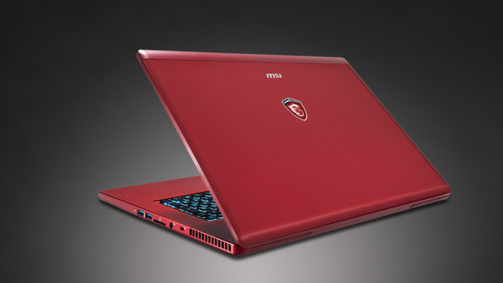 MSI GS70 2QE Stealth Pro Red Edition laptop rear view.
