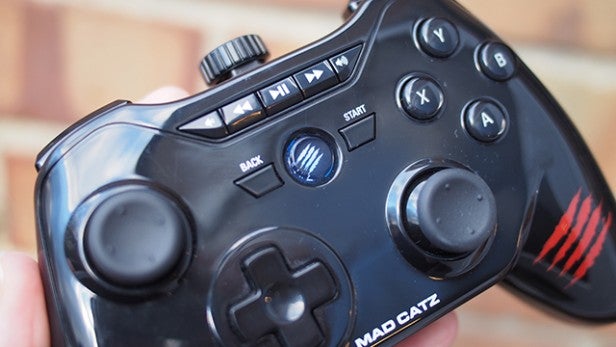 Close-up of a Mad Catz C.T.R.L.R game controller.