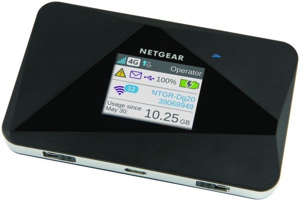 Netgear AirCard 785 3Netgear mobile hotspot device displaying 4G connectivity and data usage.