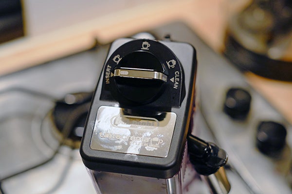 Close-up of DeLonghi Eletta coffee machine grinder settings