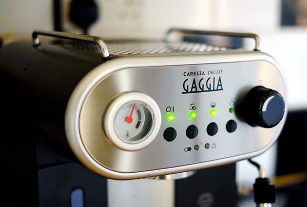 Gaggia Carezza Deluxe espresso machine control panel.