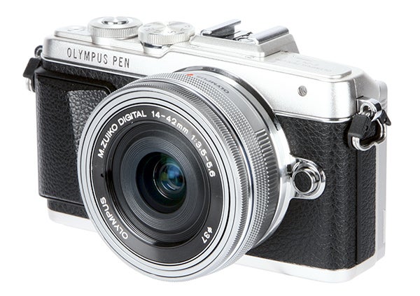 Olympus Pen E-PL7 camera with 14-42mm lens.