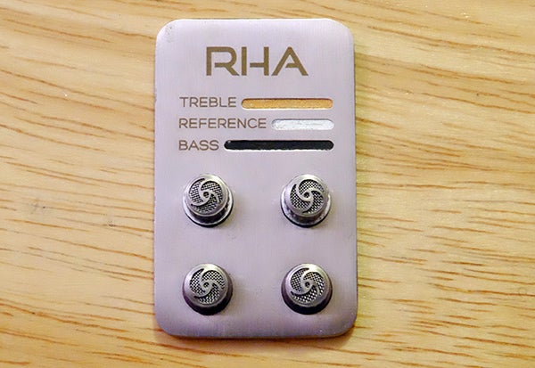 RHA T10i earphones with interchangeable tuning filters.