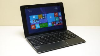 Asus Transformer Book T100 Chi on desk with screen on