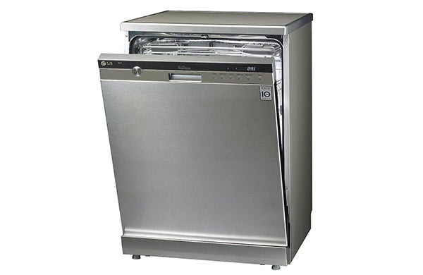 LG D1484CF dishwasher in stainless steel finish.