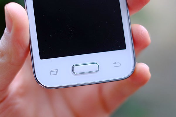 Close-up of Samsung Galaxy Young 2's home button and screen