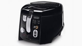 DeLonghi RotoFry F28311 deep fryer on white background