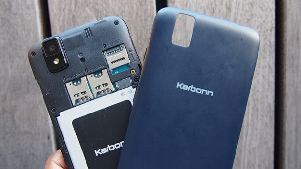 Karbonn Sparkle V smartphone with back cover removed