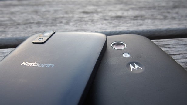 Two smartphones side by side showing their rear covers.