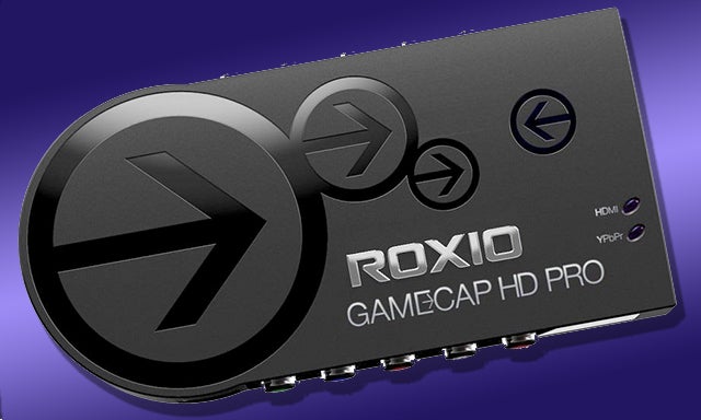 Roxio Game Capture HD Pro device on purple background.