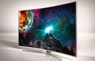 Samsung UE65JS9500 TV displaying vibrant cosmic image.