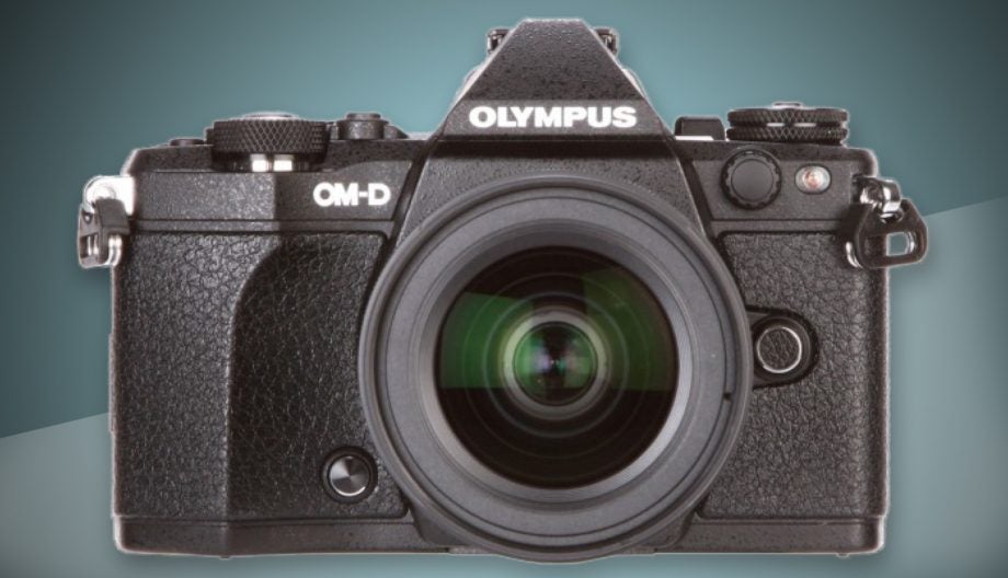 Olympus OM-D E-M5 Mark II camera with lens.