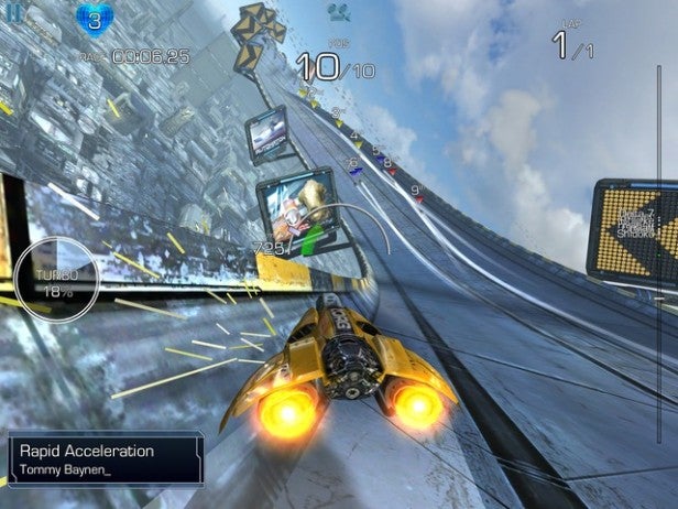 Screenshot of AG Drive game showing high-speed racing action.