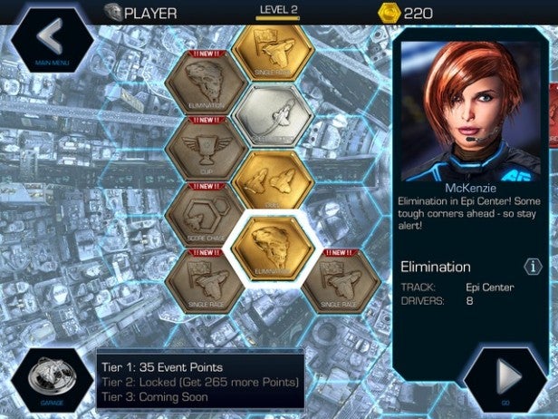 Screenshot of AG Drive game interface showing player level and event options.